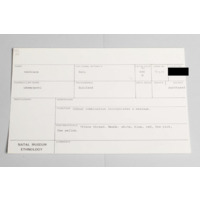 KZNM catalogue card (front view)