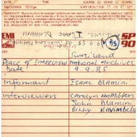 Isaac Dlamini, audio cassette tape case label